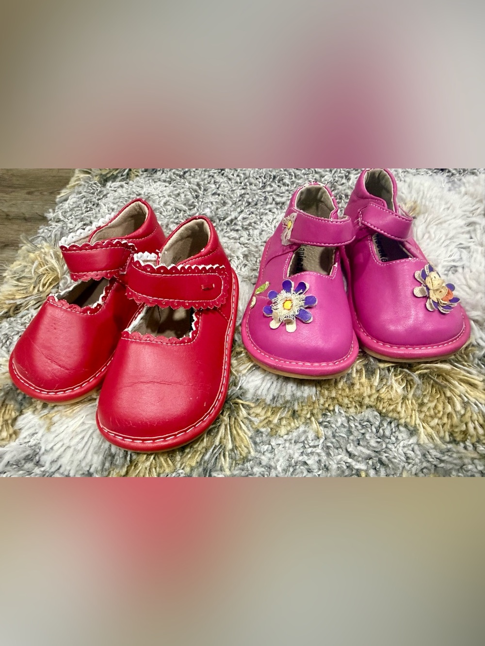 LanieCakes Mary Jane’s little Kid Sz 8 Mary Jane Shoes in Pink and Red - Picture 3 of 6